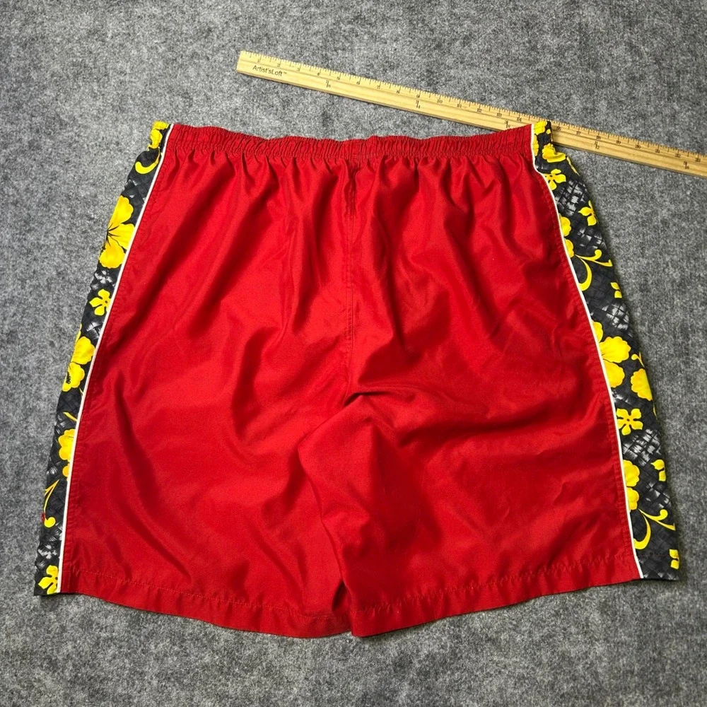 Speedo‎ Red Hibiscus Floral Board Shorts Baggy Y2K Skater Swim Trunks Size XL